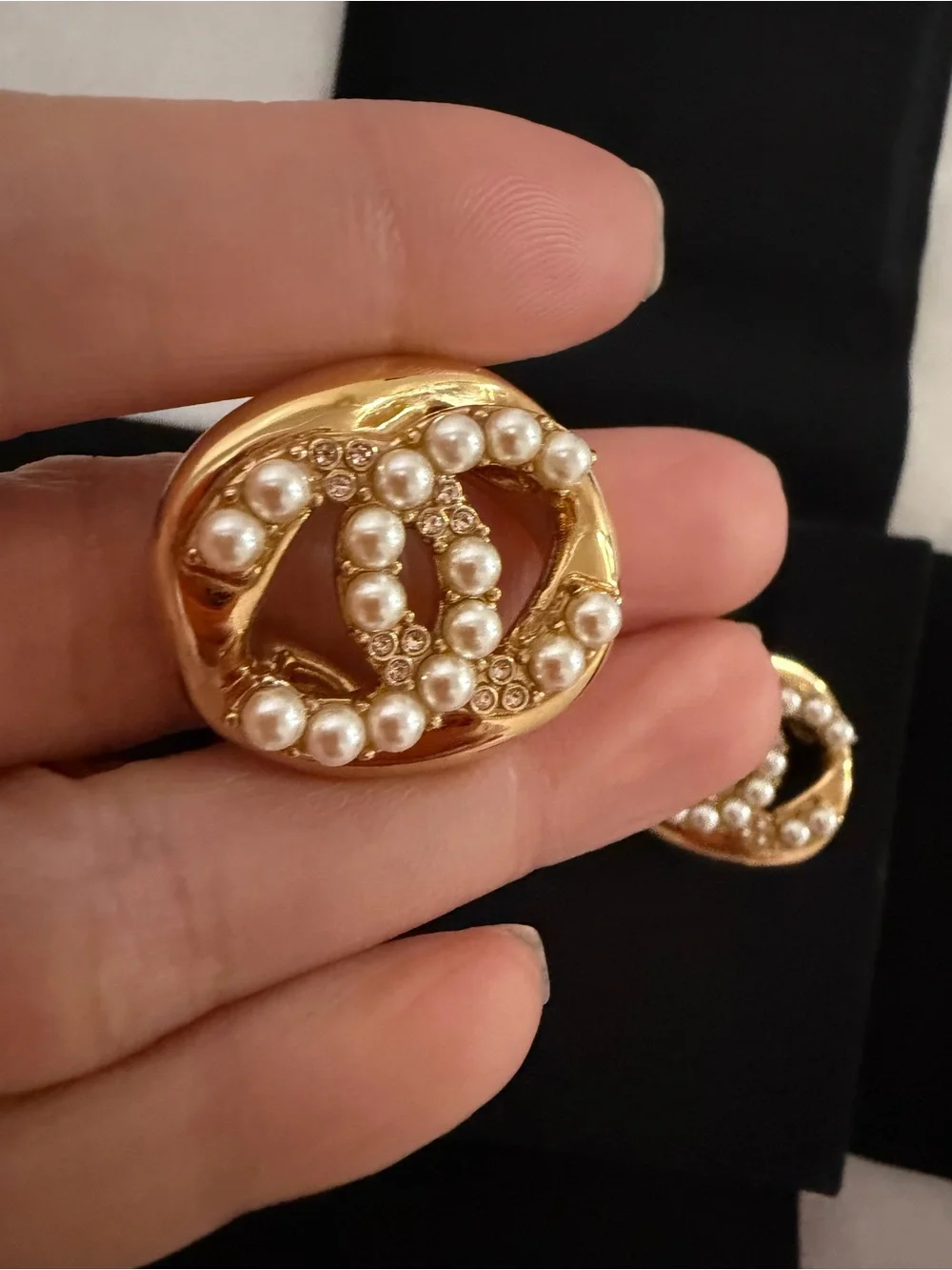 CHANEL Gold-Tone Faux Pearl CC Earrings
